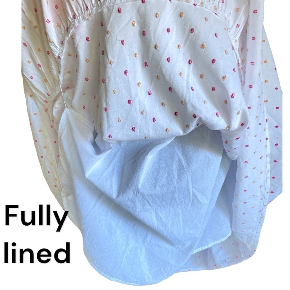 Embroidered Dot Tiered Swing Dress White Multicolored Fun & Flirty Women’s Large - Picture 5 of 14